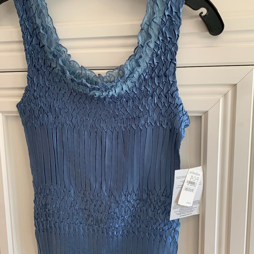 Komarov Crinkle Stretch Blue Tank (NWT)